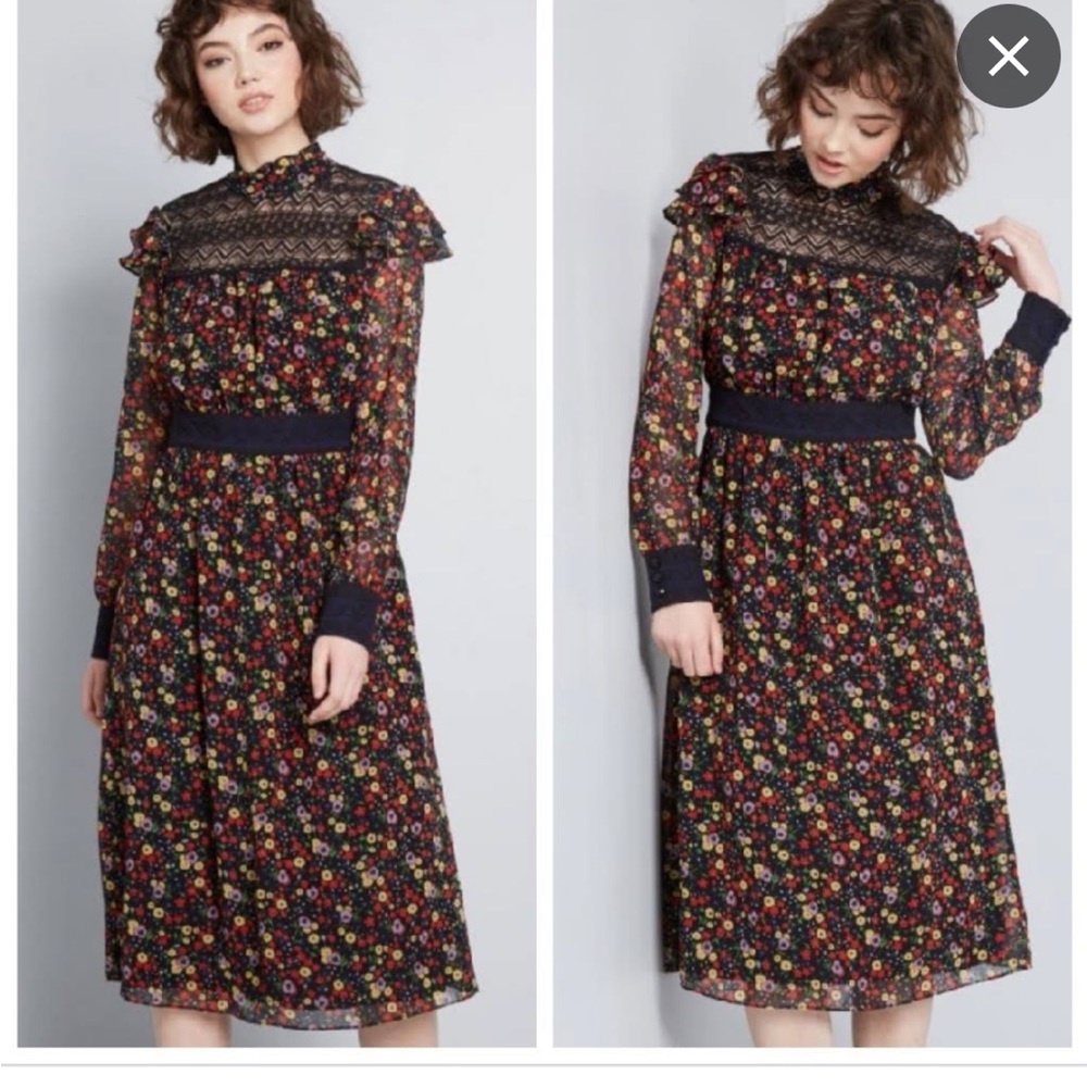 Modcloth x Anna Sui Ruffled Mockneck Dress